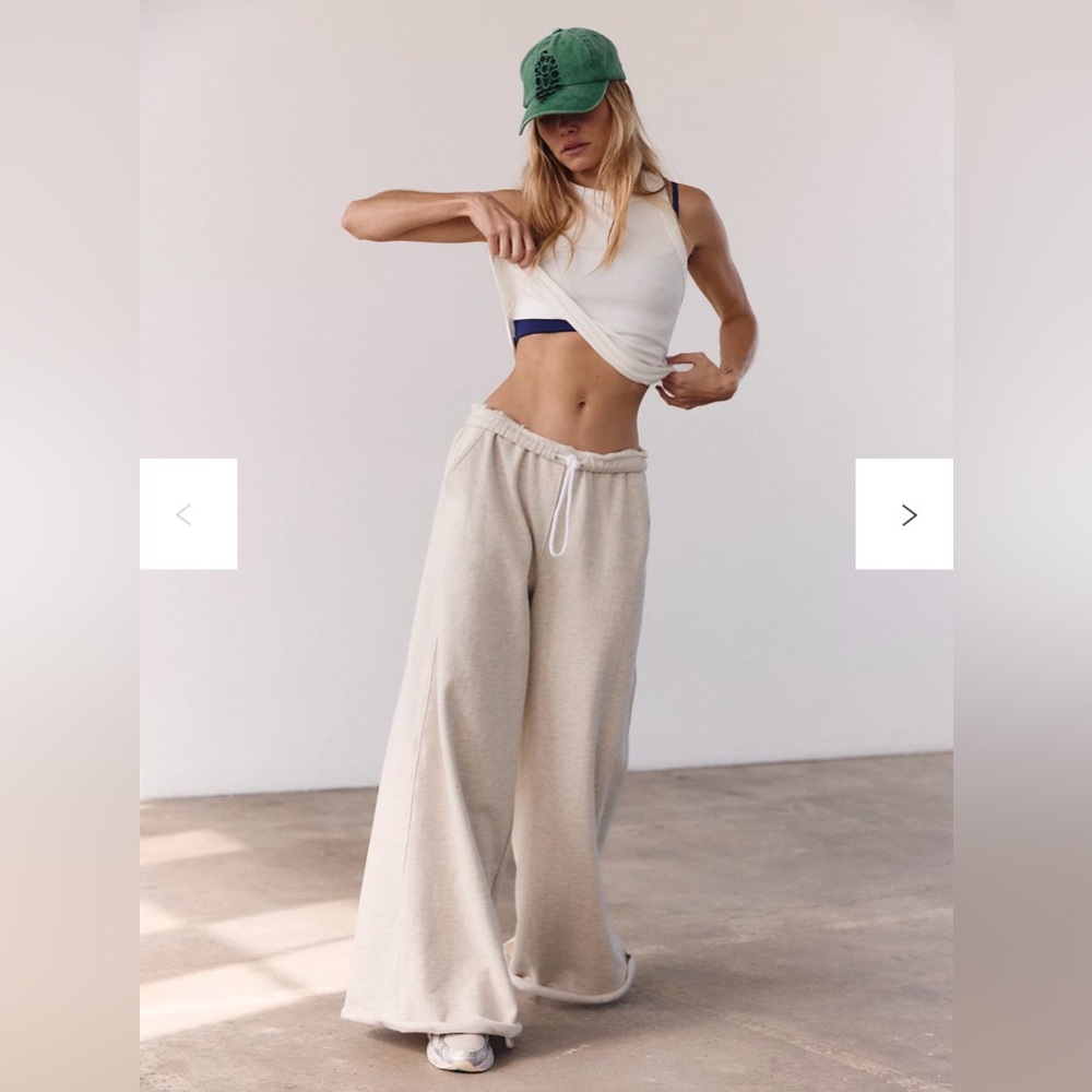 FP Movement “For The Win” Wide Leg Sweats – Oatmeal Heather – Size M